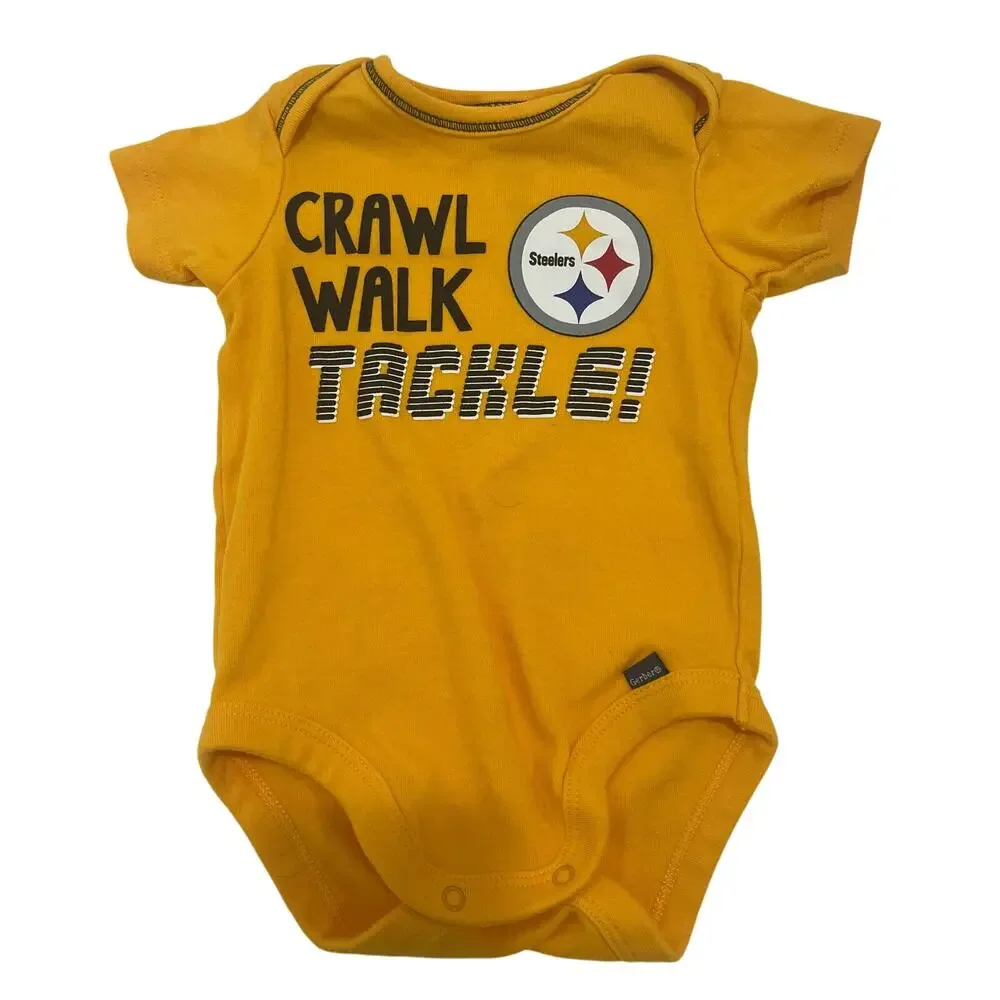 NFL Team Apparel Gerber Pittsburgh Steelers Infant 0-3M Crawl Walk Tackle Onesie
